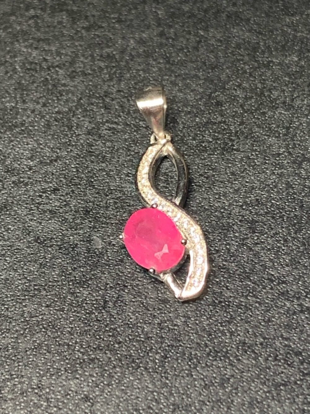 Sterling Silver Pink Oval Stone Pendant